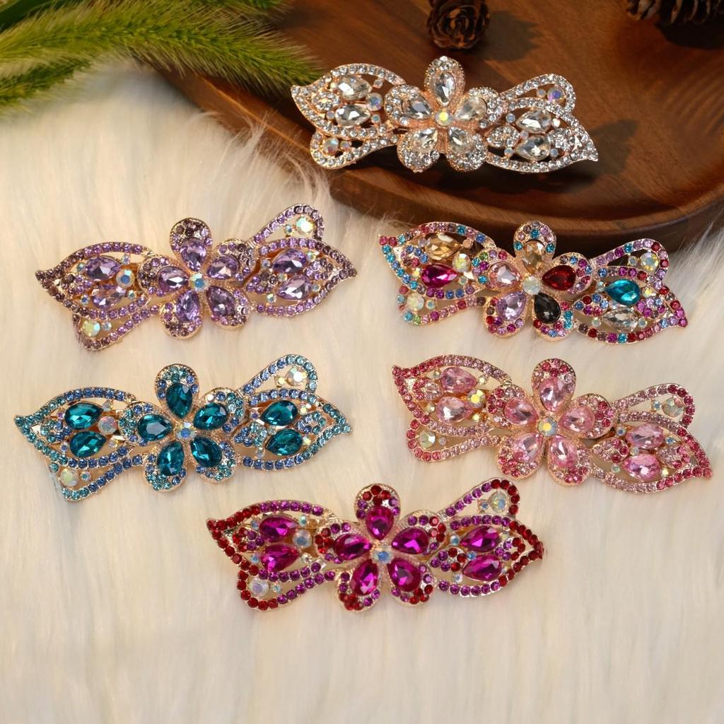Korean Style Rhinestone Crystal Hair Clip - Adult Large Spring Clip for Ponytails