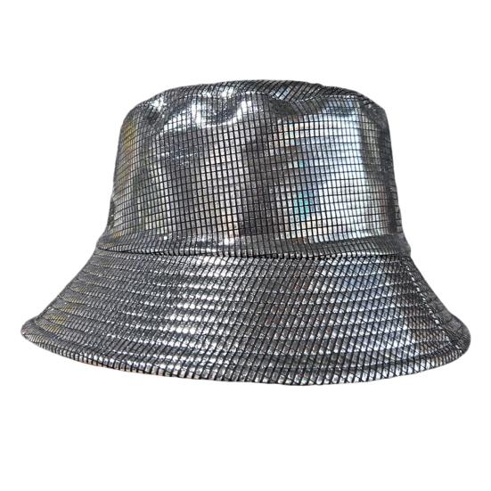 Shiny Fabric Bucket Hat, Rainproof Reflective Party Hat, Colorful Fish Scale Pattern Hat, Sun Protection Fisherman Hat for Festivals And Travel