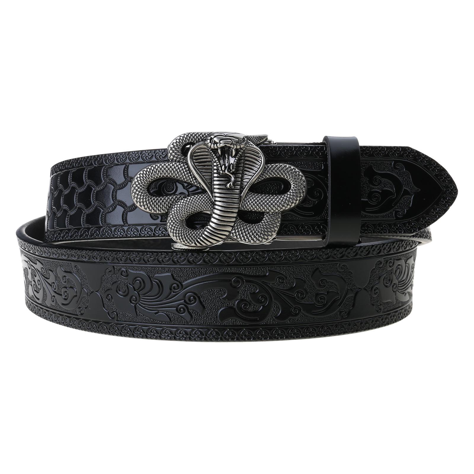 

Мужской ремень с автоматической пряжкой, красочный эластичный пояс, украшенный коброй, для джинсов и повседневной одежды 2XL