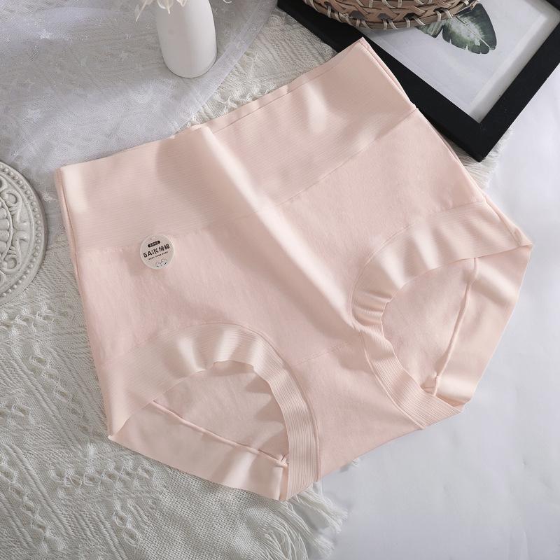 Women's Large High Waist Seamless Briefs - 5A Grade Pure Xinjiang Cotton, Antibacterial & Breathable.