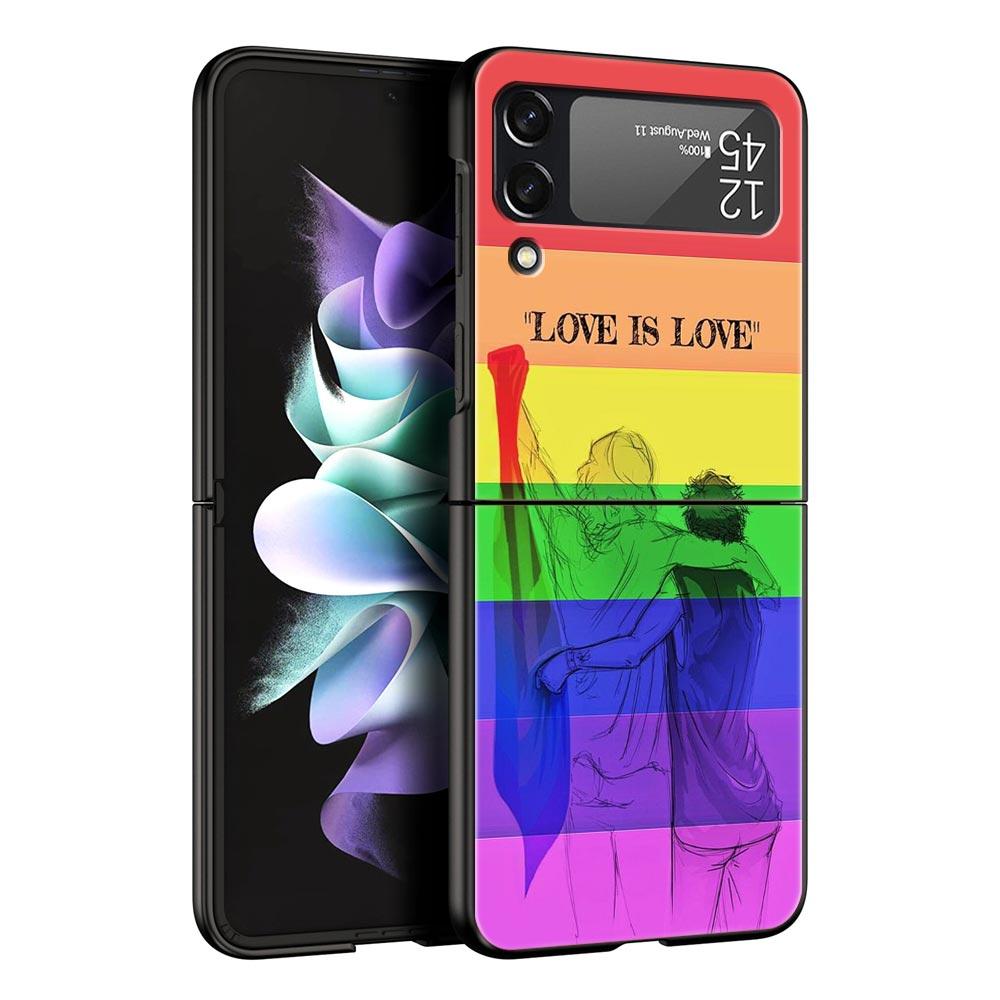 Gay Lesbian Rainbow Pride Hard PC Phone Case For Samsung Galaxy Z Flip 7 6 5 4 Black Cover For Galaxy Z Flip 3 Foldable Shell