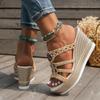 Fashion Weave Wedge Sandals for Women 2024 Summer Mix Color Chunky Platform Slides Woman Weaving Super High Heel Sandalias Mujer