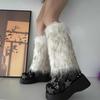 Fuzzy Faux Furs Leg Warmers Furs Heels Long Boots Cuffs Cover Has Elastic One Pair Carnivals Boot Cover Y2K JK Uniform