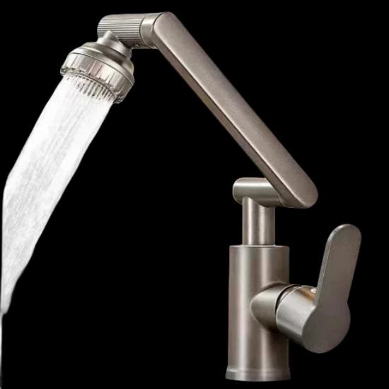 Baterie pentru chiuveta de baie, cu rotatie de 1080 de grade cu apa calda si rece, rezistenta la stropire, robinet pentru amestecare din aliaj, cu un singur mâner.