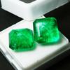 Green Emerald Pair Loose Gemstone CERTIFIED Square Cut Natural 18.12 Carat m-25 008 00H