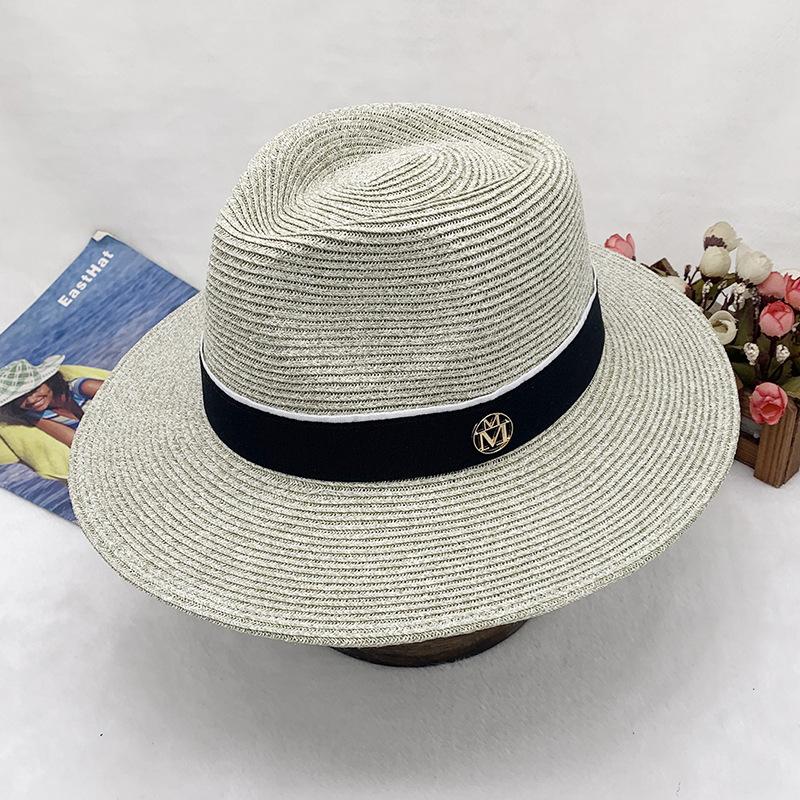Spring and Summer Panama Straw Sunshade Top Hat for Men and Women, Beach and Jazz Style
