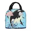 Orca Balena Assassina Che Salta Fuori Dall'Oceano Borsa Termica per Pranzo per Bambini Scuola Borsa Frigo Termica Scatola per Cibo Borsa Tote Portatile Scatole per Pranzo