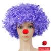 Parrucca da Clown Colorata Afro Riccia Sintetica Cosplay per Uomini Donne Parrucca per Festa di Carnevale Rossa Verde Gialla Blu Naso da Clown