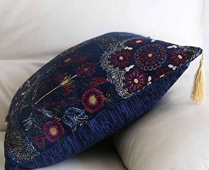 Chenille Cushion [Turkish Design] Cover, 45cm, Samarkand/Navy (f48samarkand_navy)