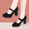 Comemore Women High Heels Shoes 2025 Spring Autumn Black Suede Pumps Casual Buckle Strap Dress Round Toe Heels for Women