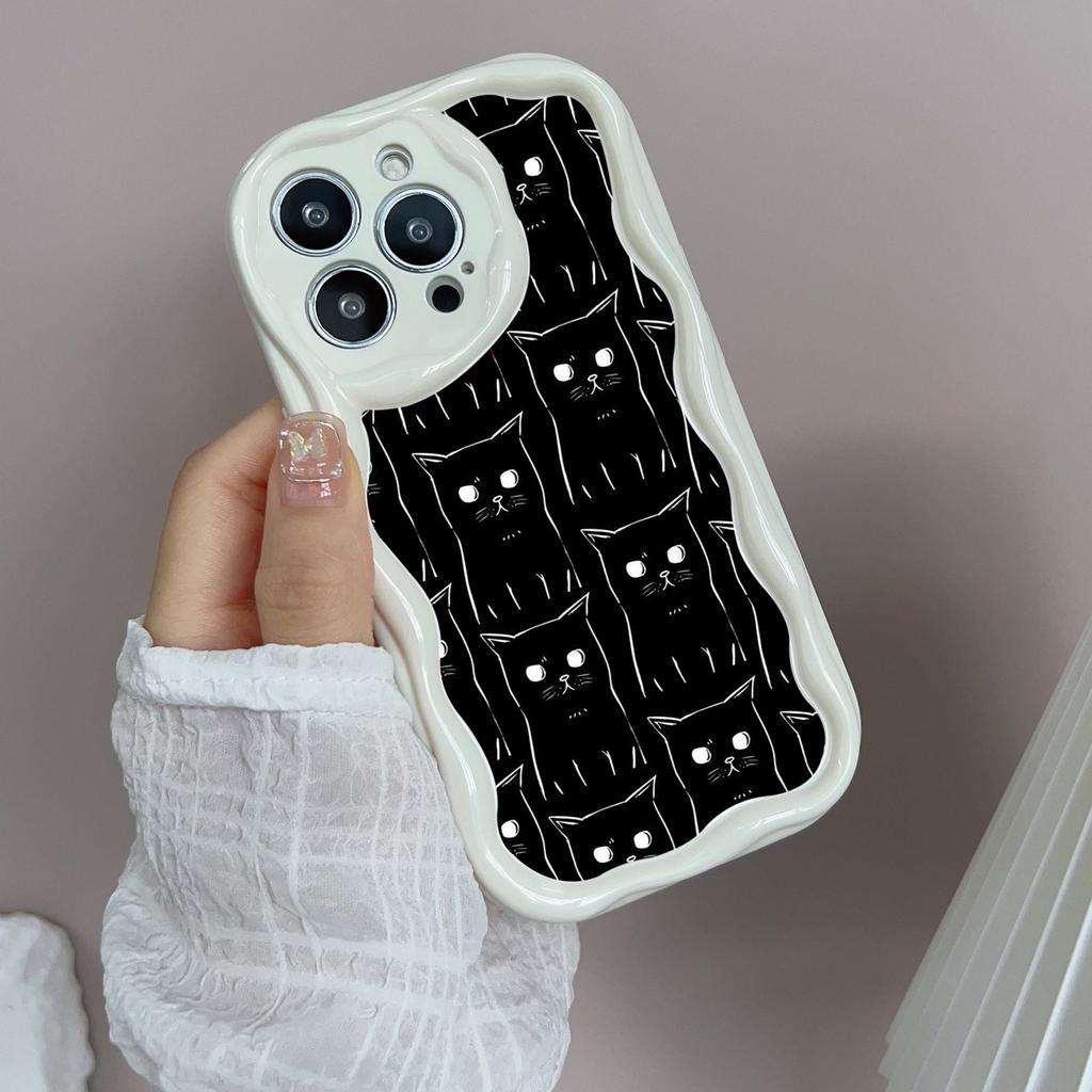 LZ7 Cartoon Cat Cute Clear Soft Wave Phone Cases for iPhone 15 13 Pro Max 12 Mini 14 8 Plus XS Max XR 6 Protection Back Cover