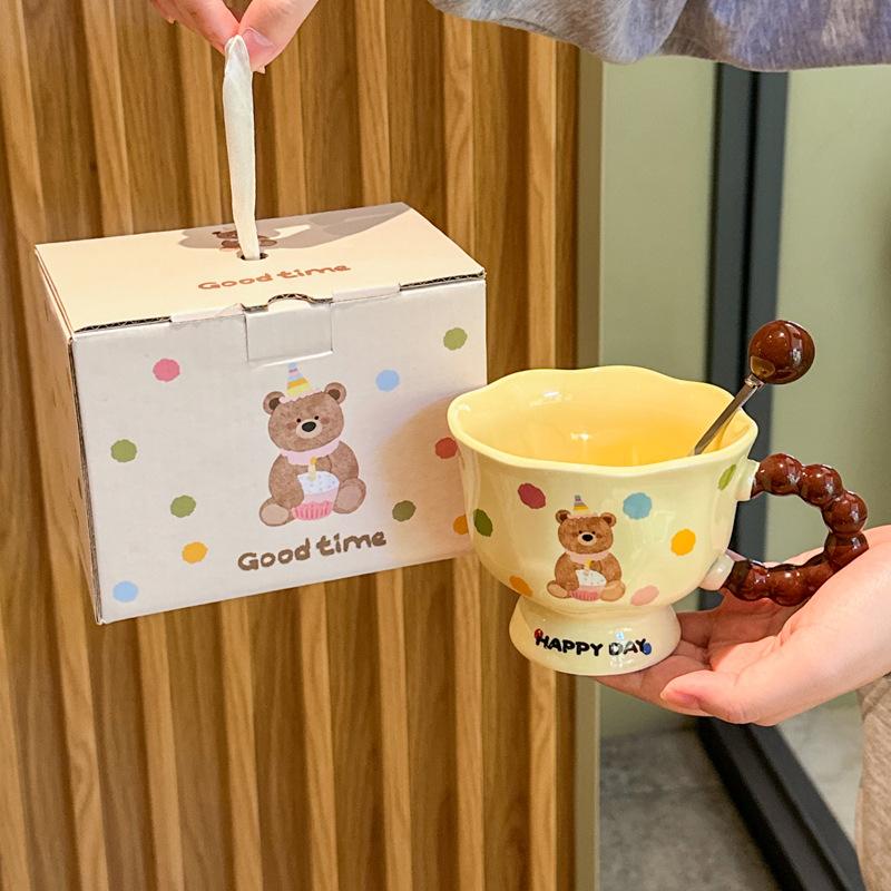 Birthday Gift for Girls, Milk Fufu, Special Beautiful Cup, Ceramic Mug, Couple Girlfriend Souvenir