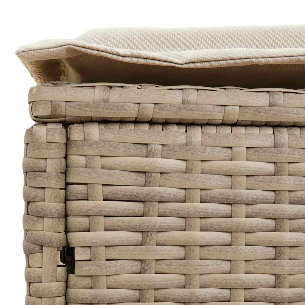 Garden Footstool Beige and Cream 80 x 38 x 42 cm PE Rattan