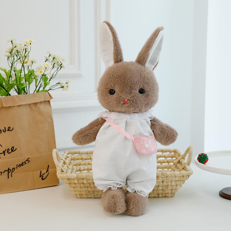 

Backpack Plush Rabbit Toy Pillow Room Decoration Pp Cotton Filling Girl Gift 30cm коричневый