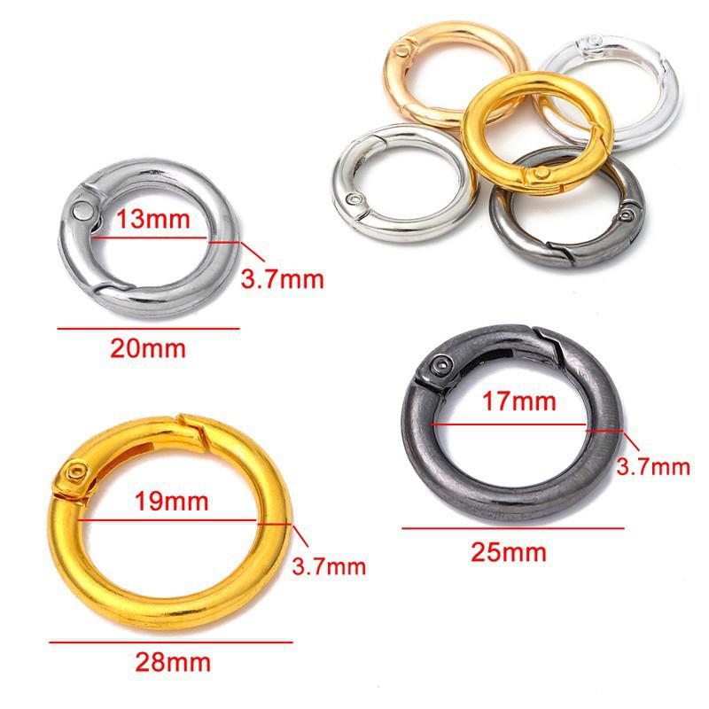 5Pcs Alloy Spring Openable Keyring Round Spring Snap Hooks Carabiner Keychain Snap Ring Carabiner Diy Keychain Making Supplies