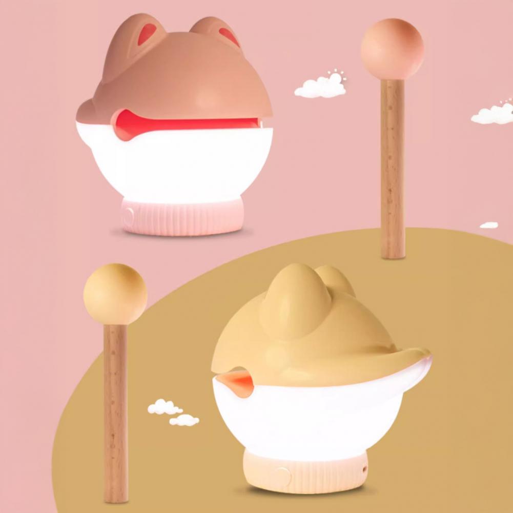 Wooden Fish Night Light Stress Relief Tap Lamp Cute Glow Bedside Lamp USB Charging Sleep Companion Interactive Toy