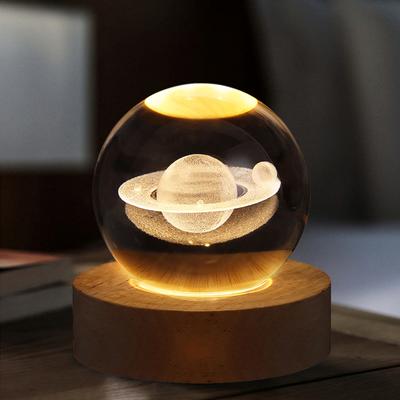 Kristallkugel-Nachtlichter, leuchtender Planet, Galaxie, Astronaut, 3D-Mond-Tischlampe, USB-Atmosphärenlampe, Tischdekoration, Kindergeschenke