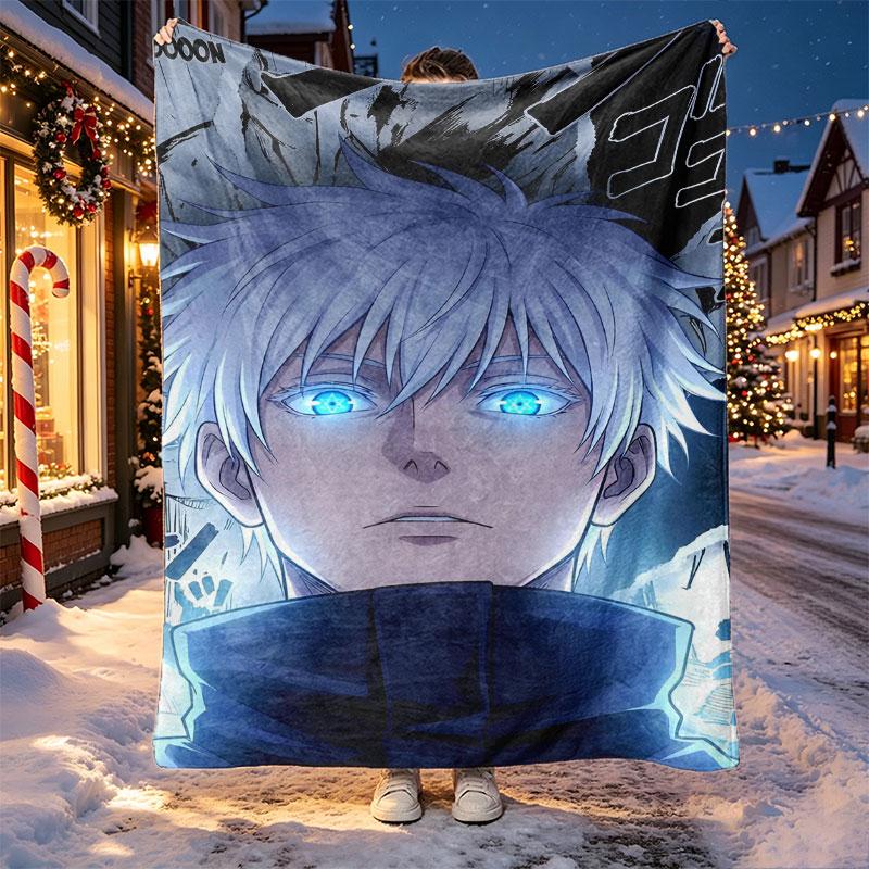Jujutsu Kaisen Muster Decke für Heimdekoration, Bett, Sofa, Autoreise, Camping, Geeignet für alle Jahreszeiten, Geburtstags-Weihnachtsgeschenk