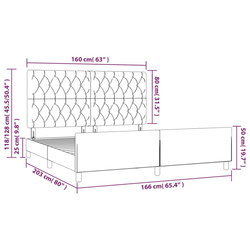 Bed Frame without Mattress Blue 160 x 200 cm Fabric