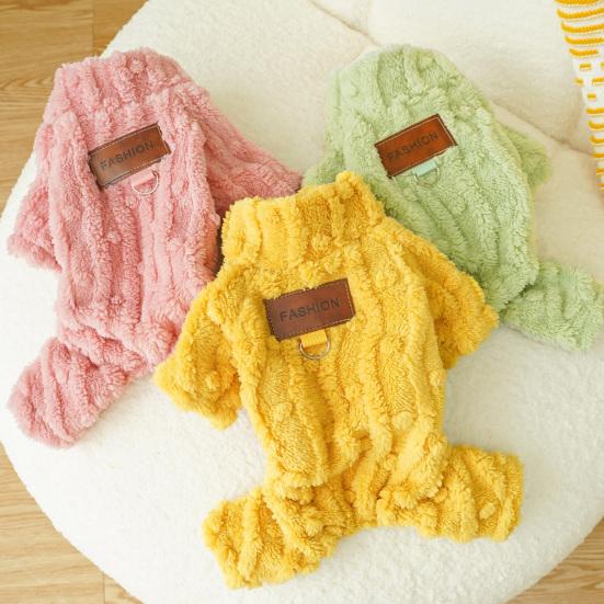 Dog Pajamas Plush Turtleneck Dog Sweater with D-ring Winter Warm Clothes Puppy Onesies for Boy Girl Small Medium Dogs