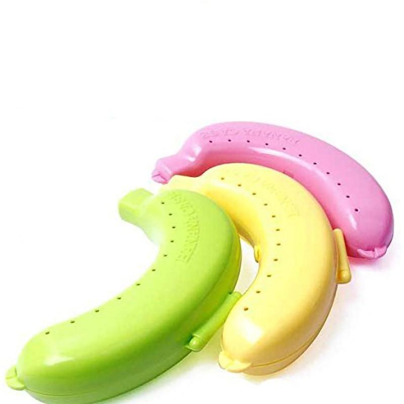 3pcs/set Travel Portable Plastic Cute Banana Protective Box Solid Color Fruit Storage Box Banana Holder