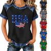 Top casual alla moda da donna con stampa di lettere