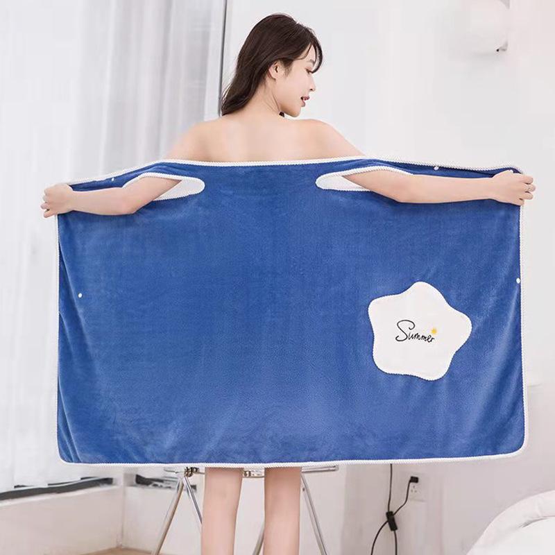 Women's Coral Fleece Wearable Bath Towel - Absorbent, Thick, No-Shed Bath Skirt Robe