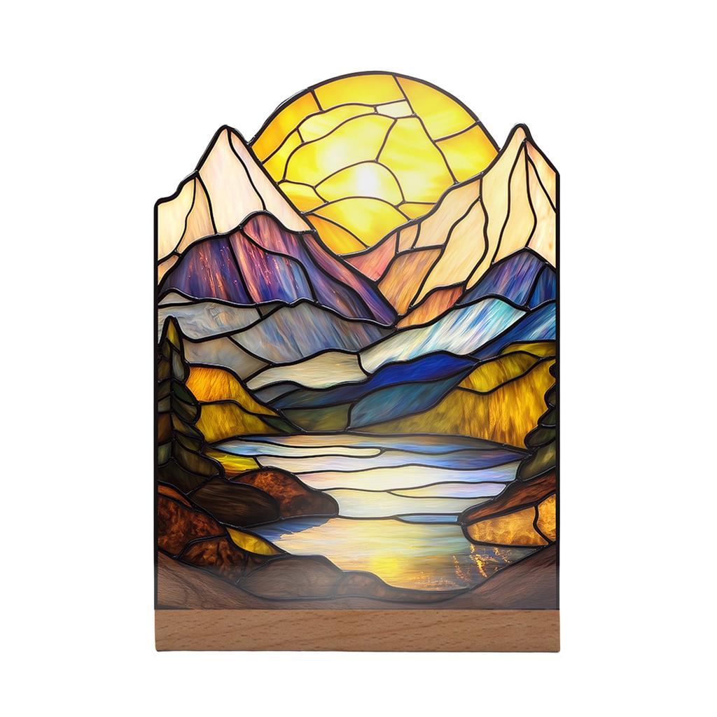 Minimalist 2D Flat Decorative Piece With Base, Multi Colored Acrylic Craft, Suitable For Desktops, Bookshelves, And Other Artistic Decorations.