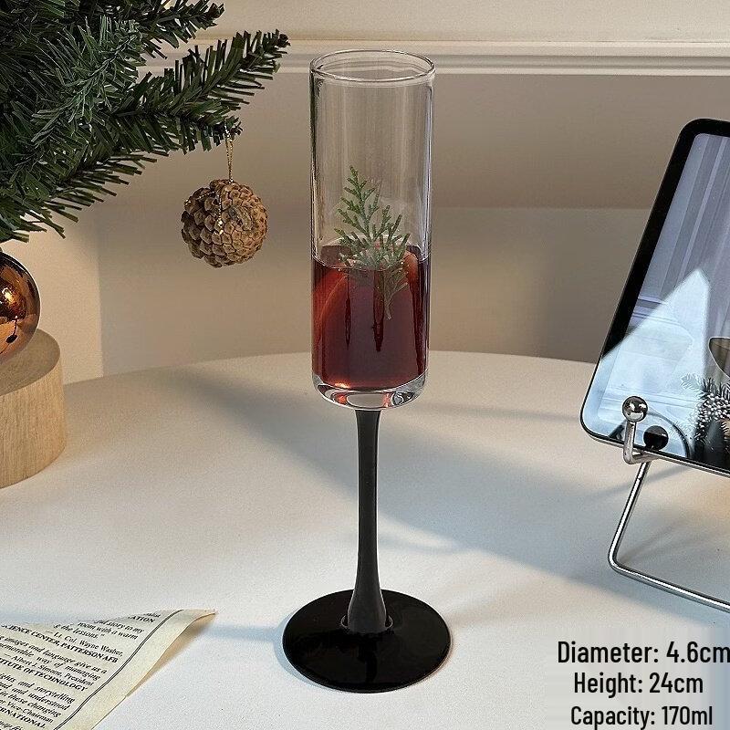 ZISIZ Christmas Black Stem Champagne Flute