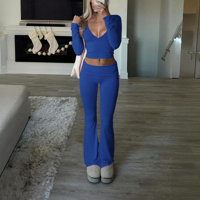 2026 New Sports-Style V-Neck T-Shirt and Yoga Pants Two-Piece Set Casual Women's Clothing