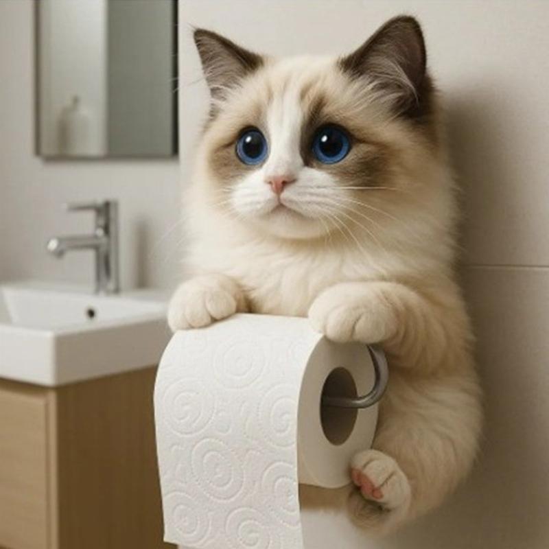 Feline Design Resin Wall Mounts Toilet Paper Holder Bathroom Storage Practical