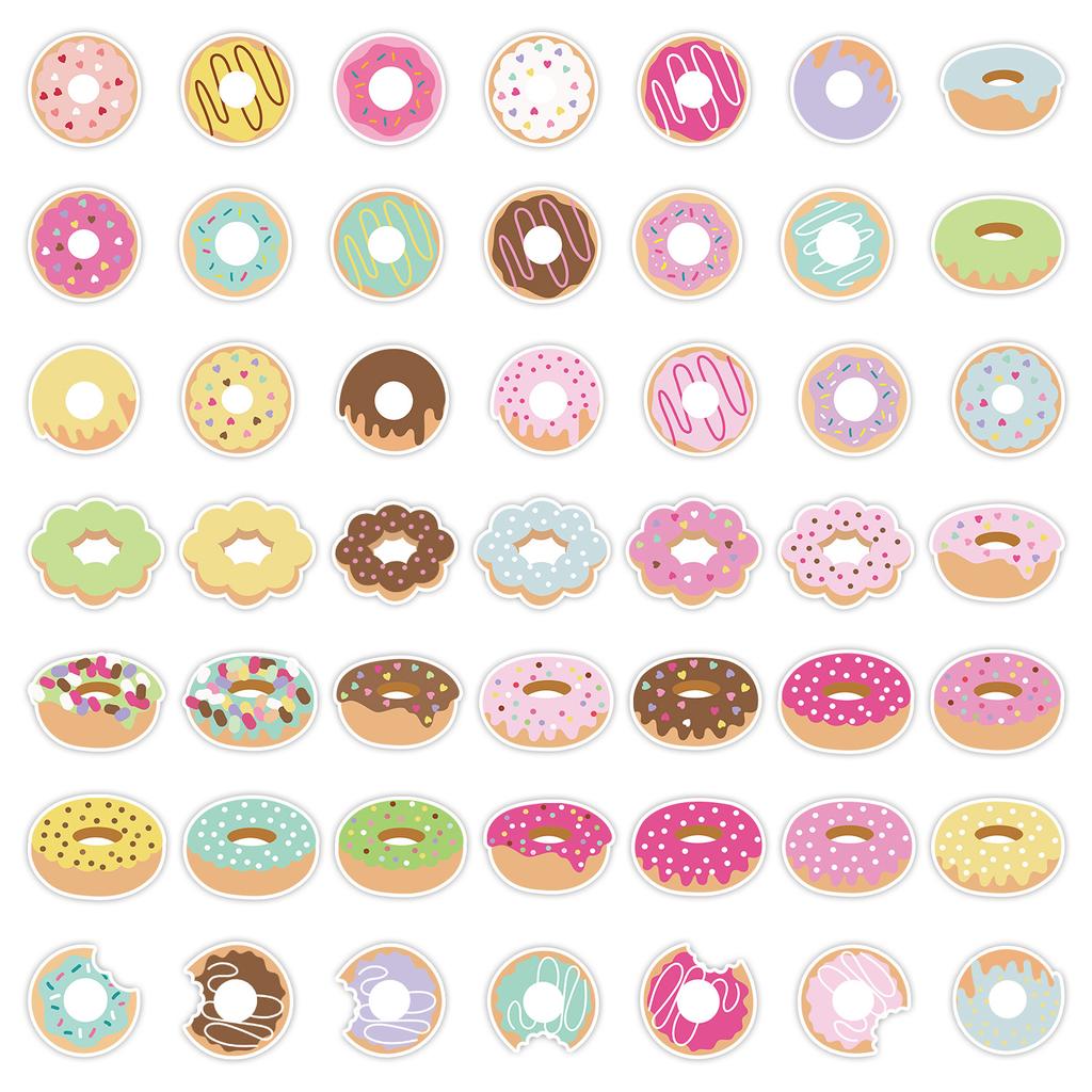 50 Donuts Graffiti Stickers Suitcase Car Laptop Skateboard Mobile Phone Waterproof Decorative Stickers