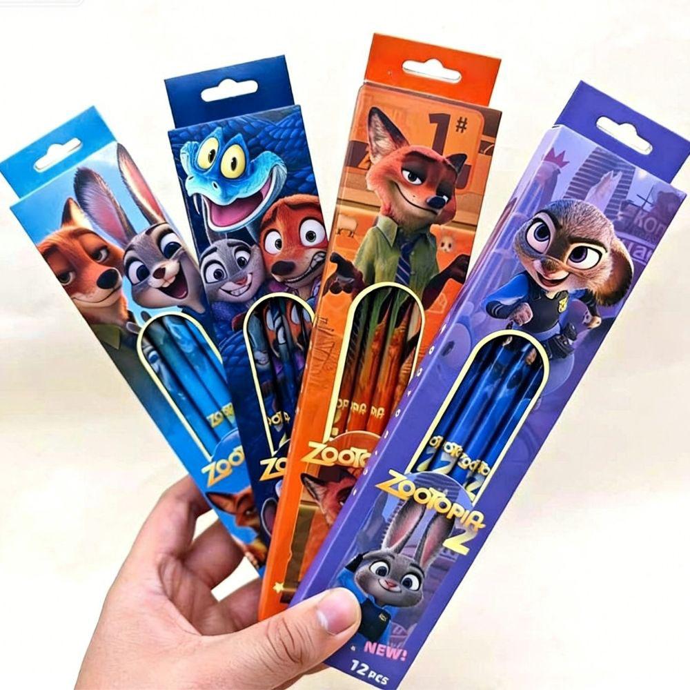 Zootopia 2 12-Pack 2B Pencils, Judy & Nick Cartoon Stationery, Back-To-School & Party Favor Gift