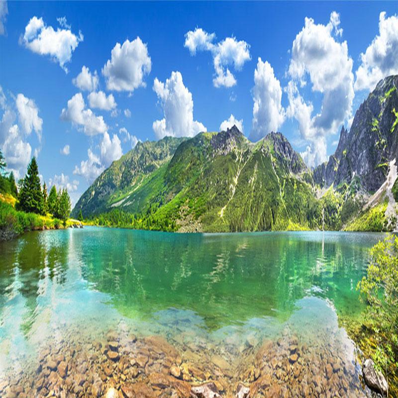 3D Nástěnné malby Moderní tapeta s přírodním motivem krajiny Jezero Les Nástěnná látka Obývací pokoj TV Pozadí Nástěnné malby