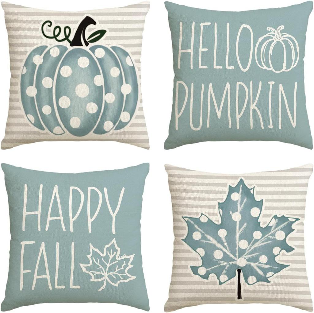 Autumn Thanksgiving Pillow Cover Set of Four Pumpkin Car Decoration Cushion Back Cover