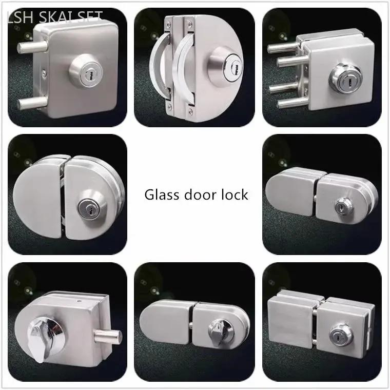 304 Stainless Steel Glass Door Lock Frameless Glass Floor Lock Latch Store Security Door Locks Office Door Accessories