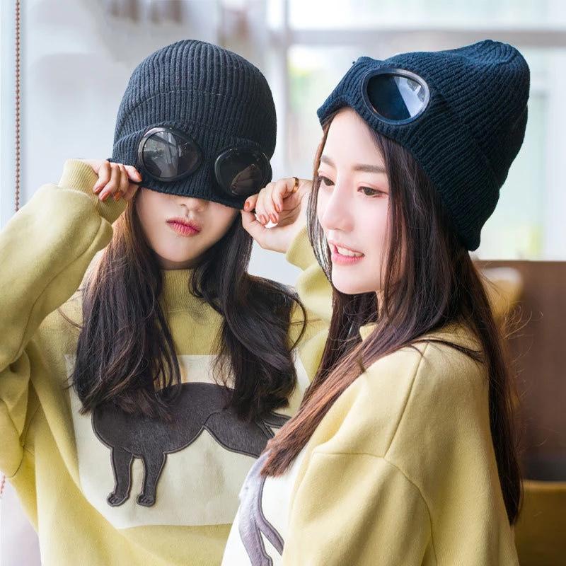 Cappello da donna invernale Berretto Solido antivento Occhiali Skullies  Cappello da uomo Outdoor Casual Knitted Keep Warm Hat acquista in modo  economico — spedizione gratuita, recensioni reali con foto — Joom