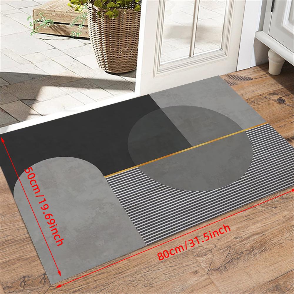 1 Pc 1cm Thickened Geometric Pattern Door Mat Soft Flannel Entrance Door Mat for Home Decor Anti-Slip Carpet Absorb Water Kitchen Bath Mat
