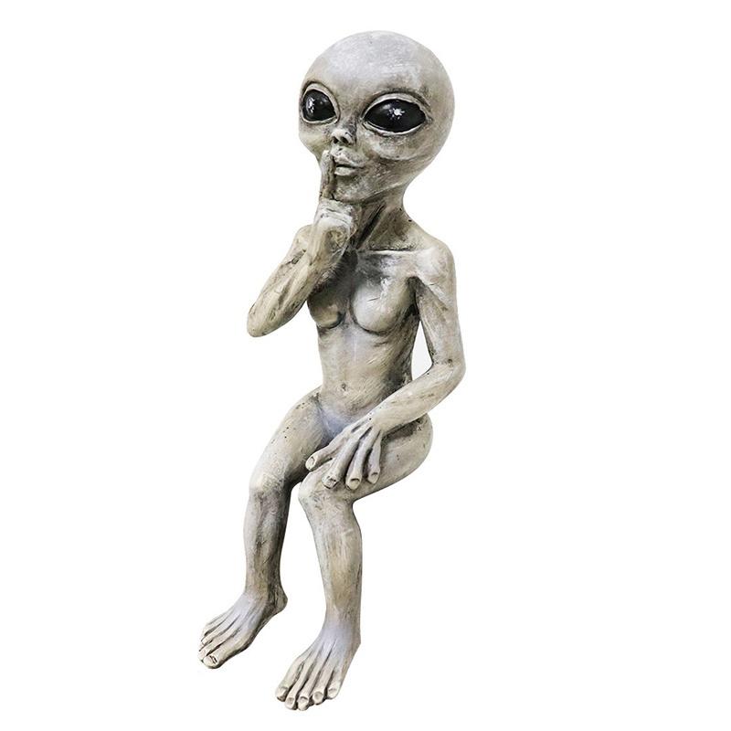 Alien Resin Statue Ornament Alien Garden Sculptures & Statues Yard Best Art Decor For Indoor Outdoor Home Or Office Collectible