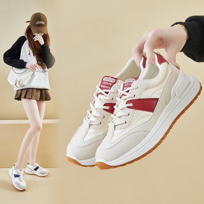 Csúszásmentes, fűzős, könnyű, kényelmes futócipő nőknek, alkalmi, vaskos platformú sétacipők Légáteresztő kültéri sport teniszcipők