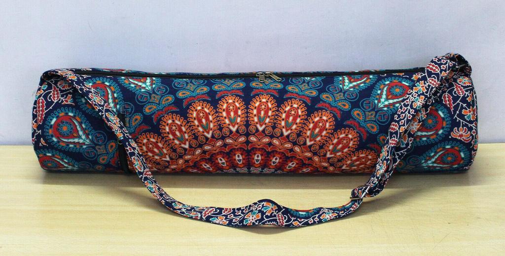 Multi Color Mandala Yoga Mat Bag Adjustable Strap, Indian Yoga Mat Bag, Handmade Sport Gym Bag, Carrier Bag, Pilates Bag, Fitness Bag