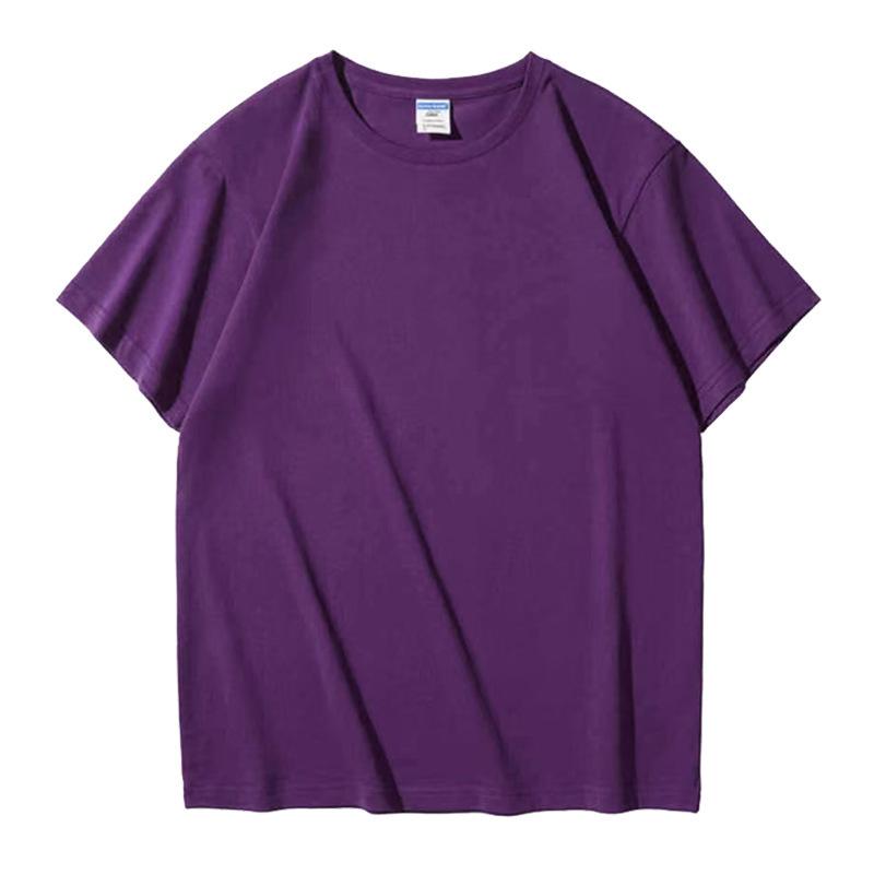 

Cotton T-shirt Short Sleeve Men s Summer Breathable Crew Neck T-shirt Outdoor Sports Top Solid Color Overalls 3XL фіолетовий