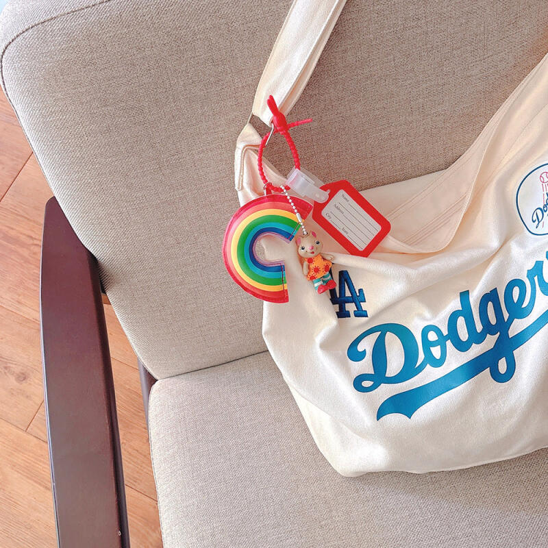 Name Tag Rainbow Silver Crack Star Keychain (1) Rainbow name tag