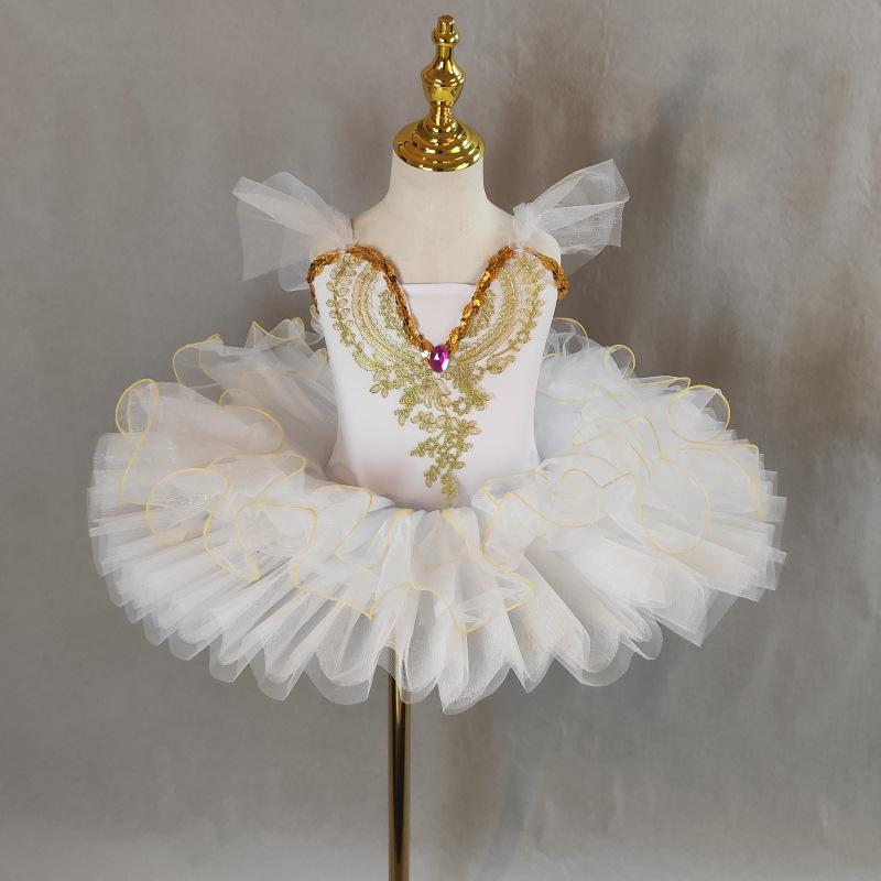 Girls' Strappy Tulle Ballet Tutu - Child's Swan Dance Performance Costume