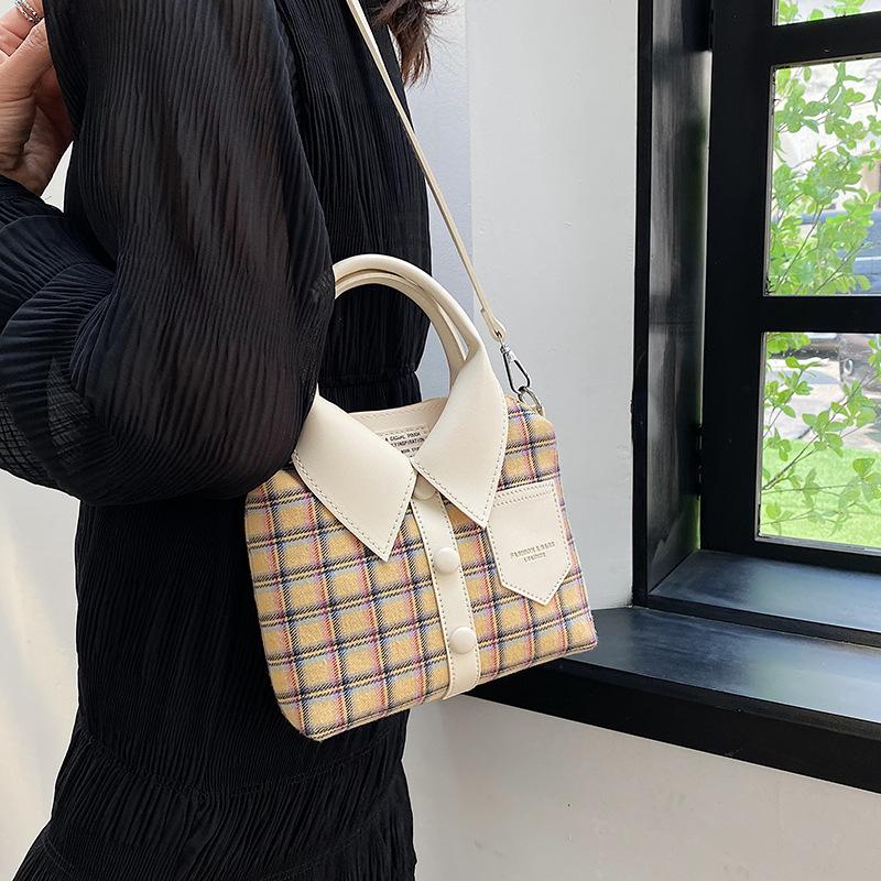 Personalized shirt small bag new 2025 Korean version fashion plaid handbag ins foreign style women's messenger bag tide