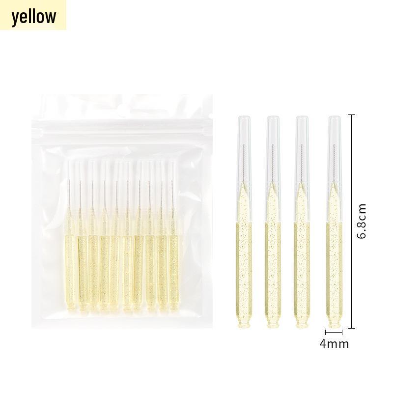 Crystal Rod Interdental Brushes 10pcs - Portable Disposable Straight Brushes for Teeth & Eyebrows