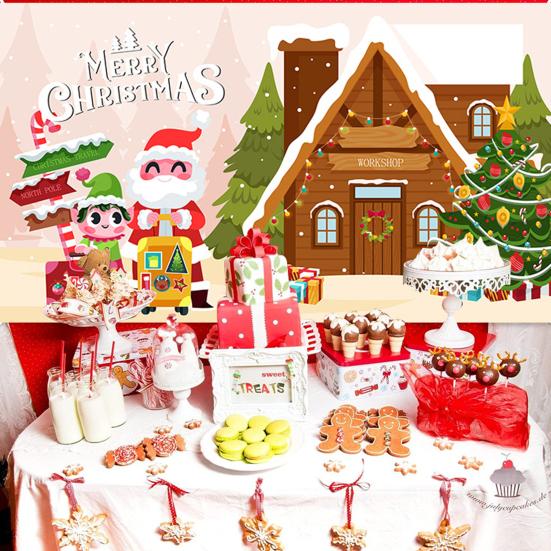 Xmas Tree Santa Claus Banner Background Party Decoration Vibrant Color Wear Resistant Christmas Backdrop Banner