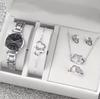 Fashion Roman Numeral Women's Watch & Bracelet Set with Diamond Inlay