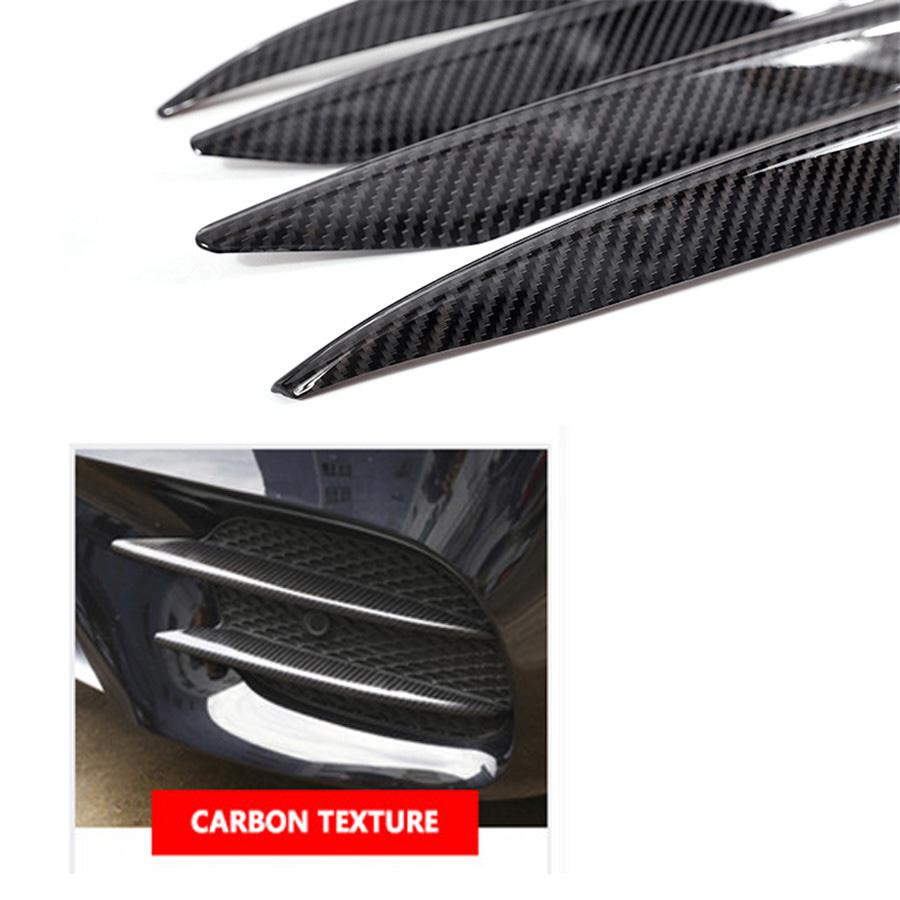 4pcs Carbon Fiber Fog Light Grille Cover Trim For Mercedes W213 E-Class 2016-2020