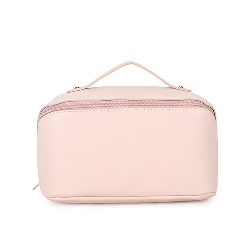 Stor Reisekosmetikkveske i PU-lær for kvinner Kosmetikkorganisator Sminkeveske med høy kapasitet Oppbevaringspose for kvinnelig sminke Sminkeboks